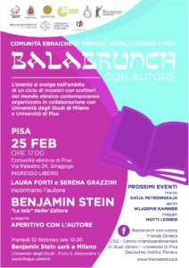 Domenica 25 febbraio 2018, Sinagoga di Pisa – Incontro con Benjamin Stein, autore del romanzo "La Tela"