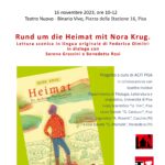 Rund um die Heimat mit Nora Krug. Lettura scenica di Federico Dimitri in dialogo con Serena Grazzini e Benedetta Rosi (evento rivolto alle scuole)