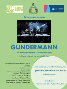 Dal progetto "Rund um die Heimat" II – 9 novembre 2023: Nell'anniversario della caduta del Muro di Berlino, proiezione in lingua originale (con sottotitoli in italiano) del film GUNDERMANN di Andreas Dresen